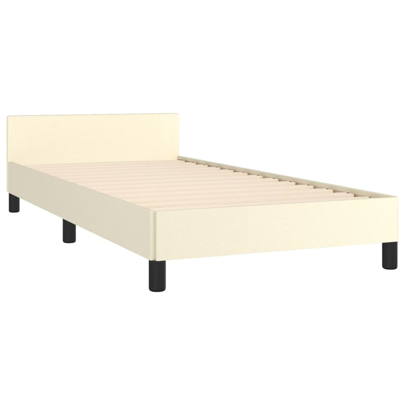 vidaXL krémszínű ágykeret fejtámlával matrac nélkül 90x200 cm