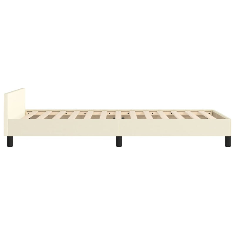 vidaXL krémszínű ágykeret fejtámlával matrac nélkül 90x200 cm