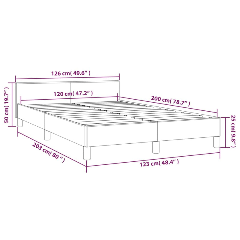 vidaXL krémszínű ágykeret fejtámlával matrac nélkül 120x200 cm