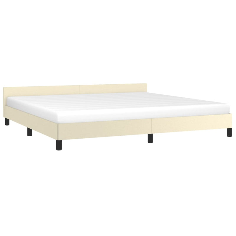 vidaXL krémszínű ágykeret fejtámlával matrac nélkül 200x200 cm