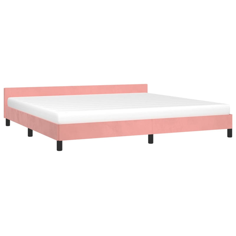 vidaXL rózsaszín bársony ágykeret fejtámlával matrac nélkül 200x200 cm