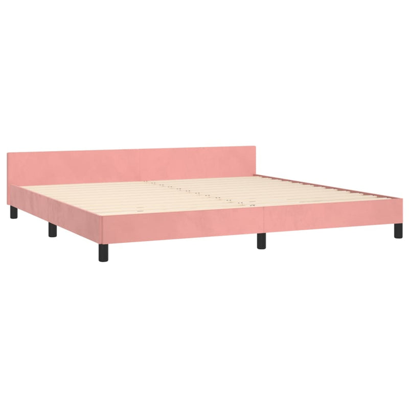 vidaXL rózsaszín bársony ágykeret fejtámlával matrac nélkül 200x200 cm