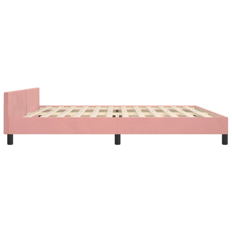 vidaXL rózsaszín bársony ágykeret fejtámlával matrac nélkül 200x200 cm