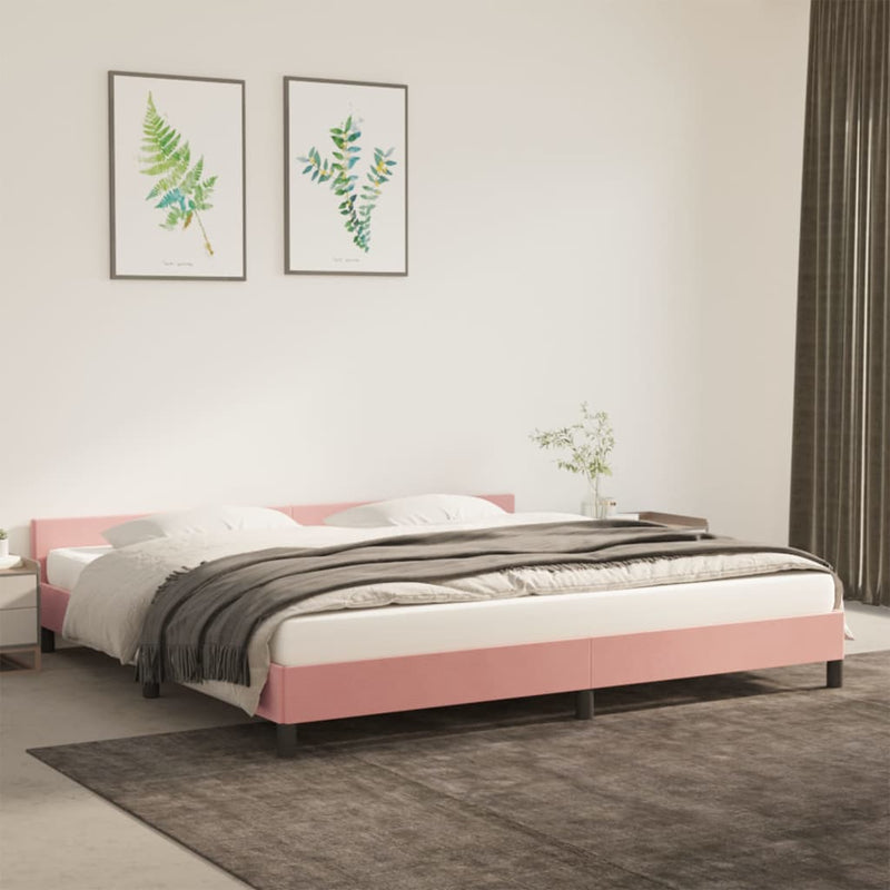 vidaXL rózsaszín bársony ágykeret fejtámlával matrac nélkül 200x200 cm