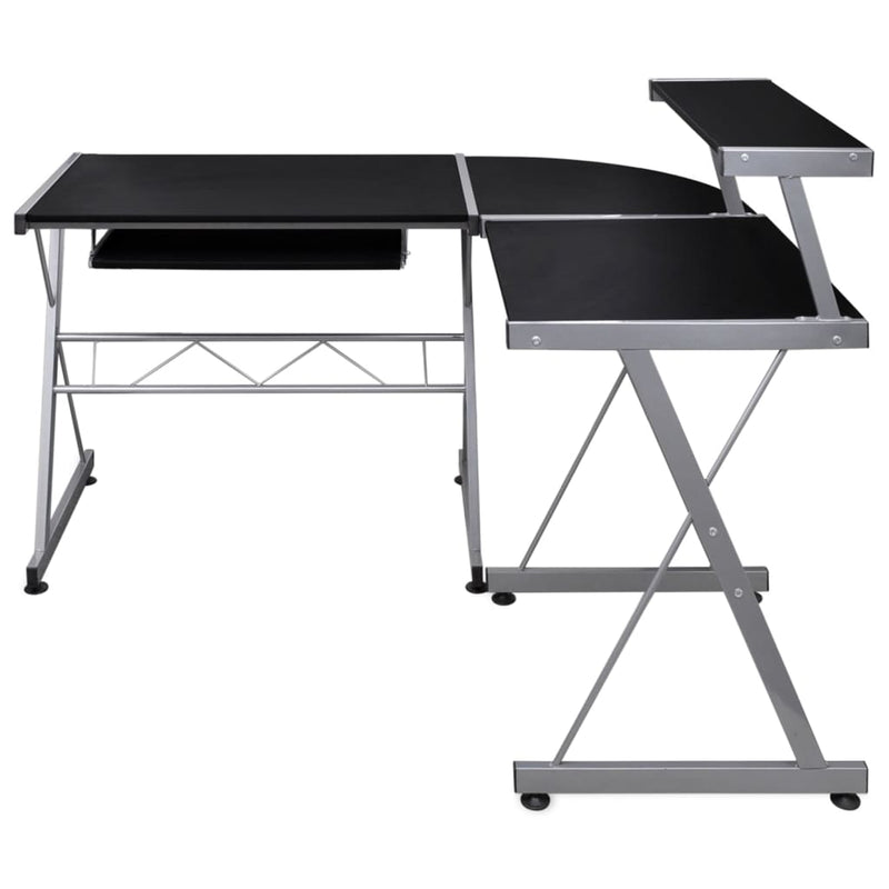 vidaXL fekete szerelt fa sarok számítógépasztal 132 x 112 x 99 cm