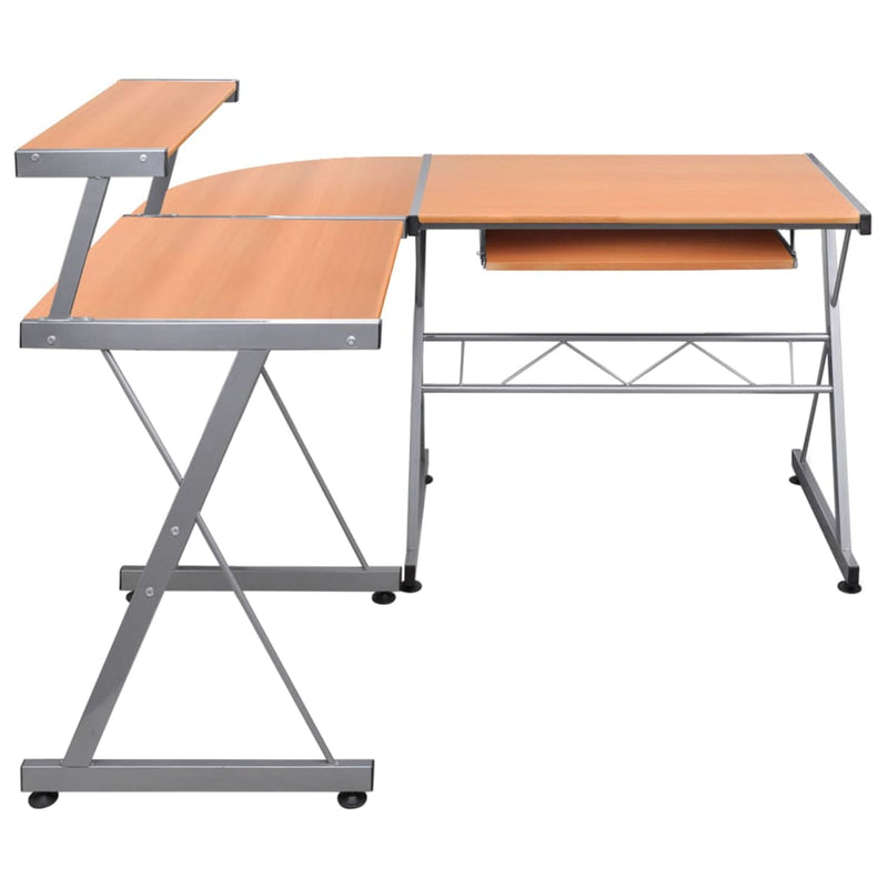 vidaXL Barna szerelt fa sarok számítógépasztal 132 x 112 x 99 cm