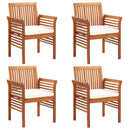 vidaXL 4 db tömör akácfa kerti étkezőszék párnákkal