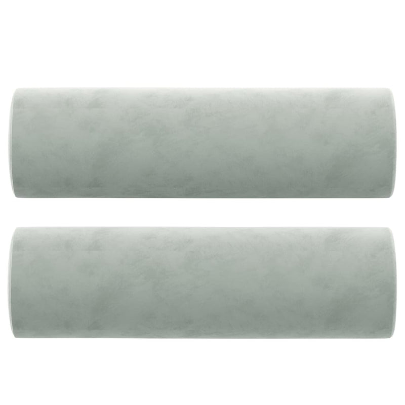 vidaXL 2 db világosszürke bársony díszpárna Ø15x50 cm