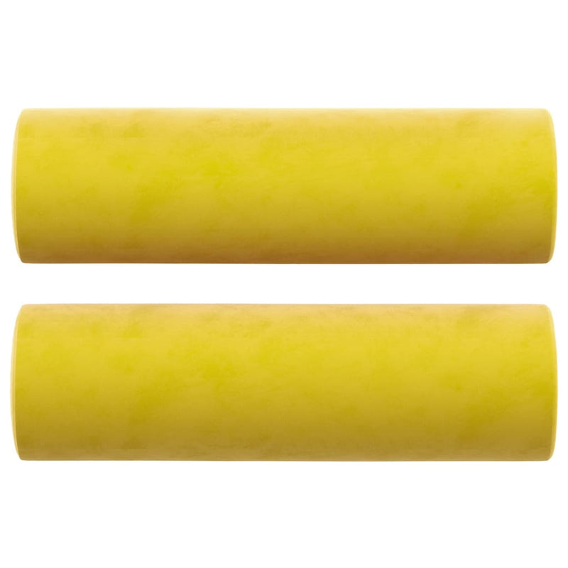 vidaXL 2 db sárga bársony díszpárna Ø15x50 cm