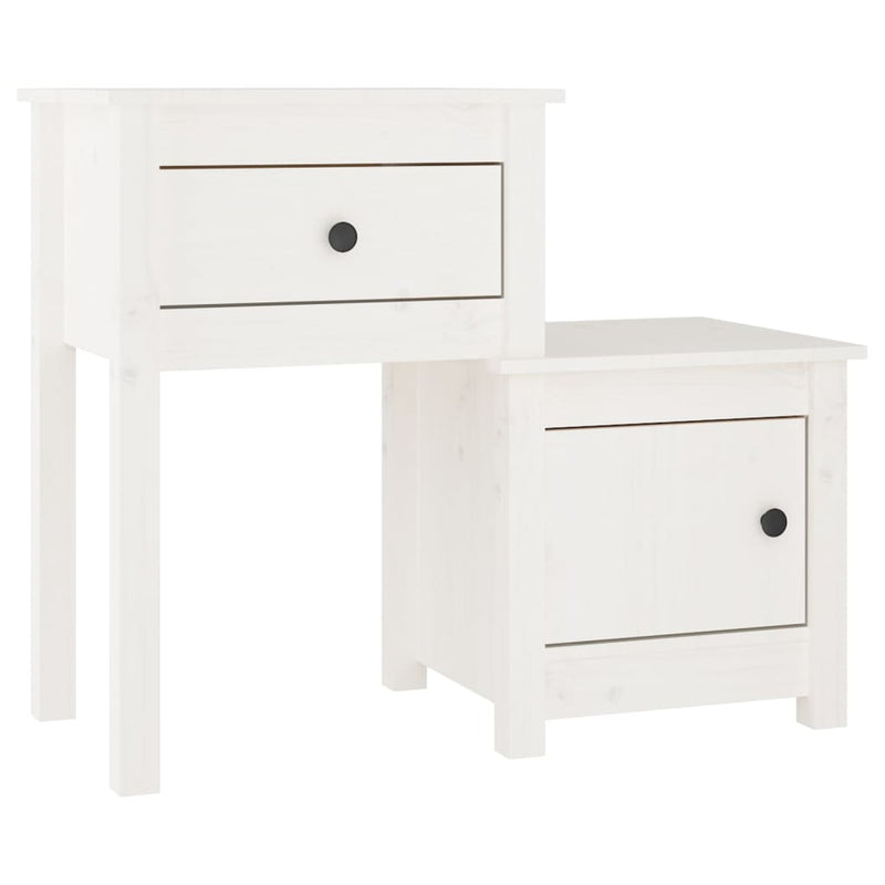 vidaXL fehér tömör fenyőfa éjjeliszekrény 79,5 x 38 x 65,5 cm