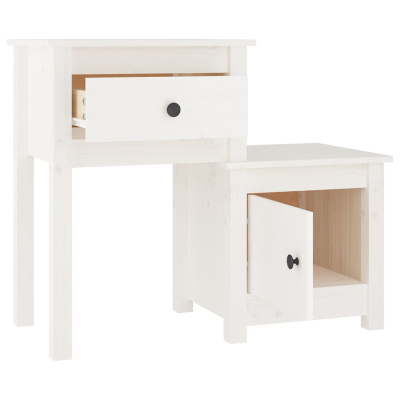 vidaXL fehér tömör fenyőfa éjjeliszekrény 79,5 x 38 x 65,5 cm