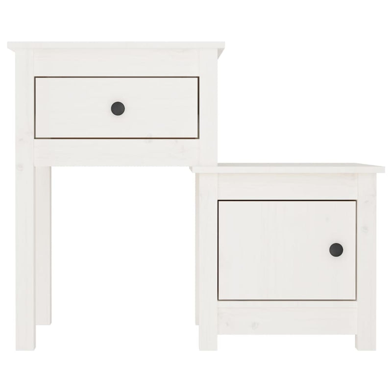 vidaXL fehér tömör fenyőfa éjjeliszekrény 79,5 x 38 x 65,5 cm