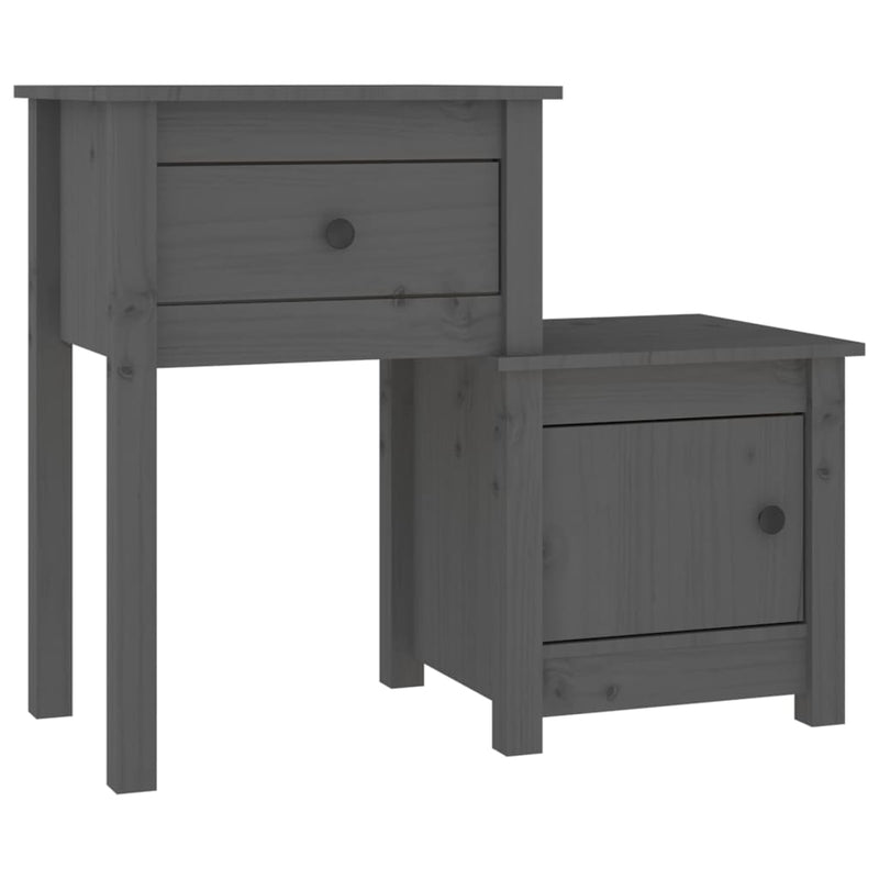 vidaXL 2 darab szürke tömör fenyőfa éjjeliszekrény 79,5 x 38 x 65,5 cm