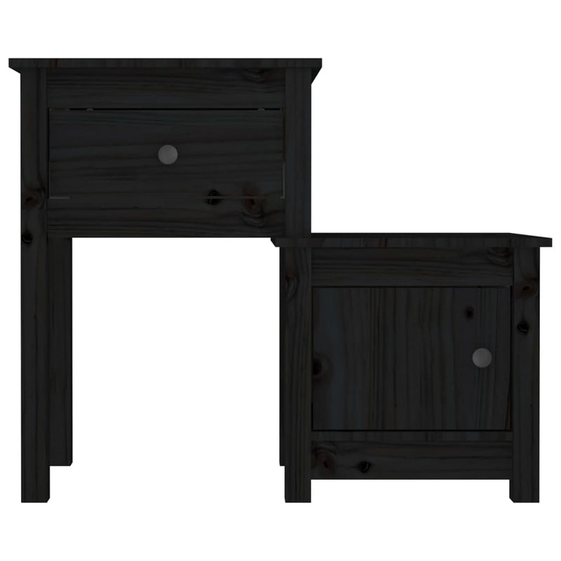 vidaXL 2 darab fekete tömör fenyőfa éjjeliszekrény 79,5 x 38 x 65,5 cm