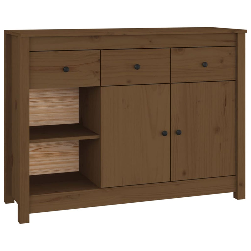 vidaXL mézbarna tömör fenyőfa tálalószekrény 100x35x74 cm