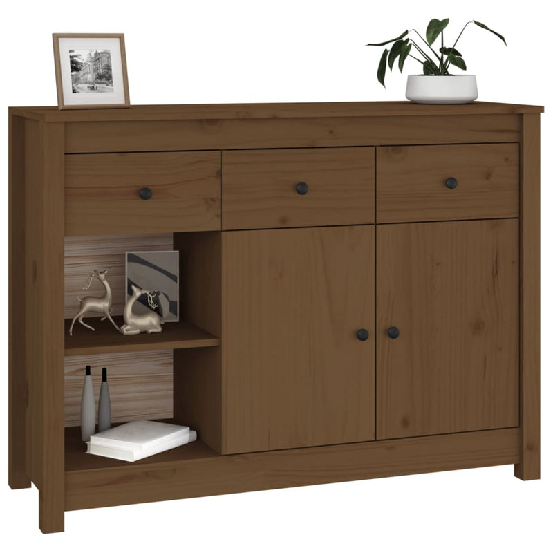 vidaXL mézbarna tömör fenyőfa tálalószekrény 100x35x74 cm