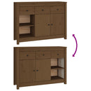 vidaXL mézbarna tömör fenyőfa tálalószekrény 100x35x74 cm