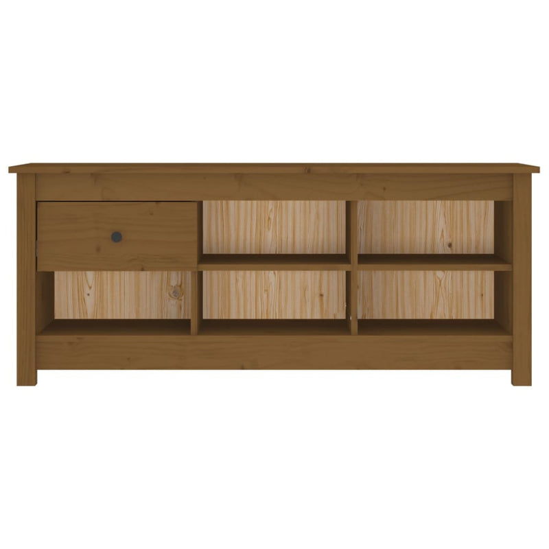 vidaXL mézbarna tömör fenyőfa cipősszekrény 110 x 38 x 45,5 cm