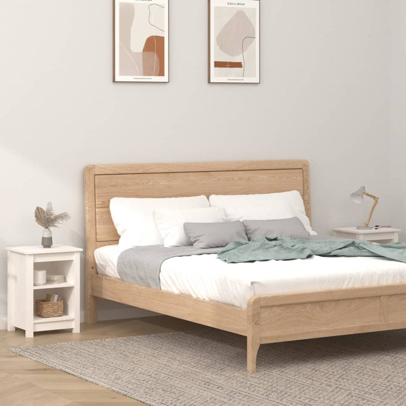 vidaXL 2 db fehér tömör fenyőfa éjjeliszekrény 40 x 35 x 55 cm