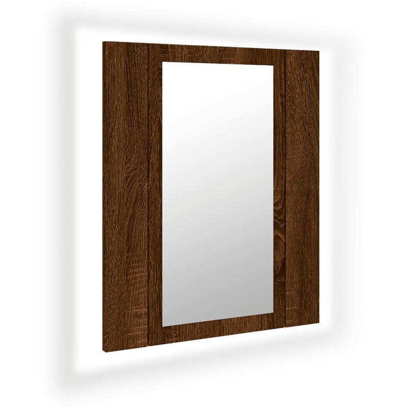 vidaXL barna tölgy szerelt fa tükrös szekrény LED-del 40 x 12 x 45 cm