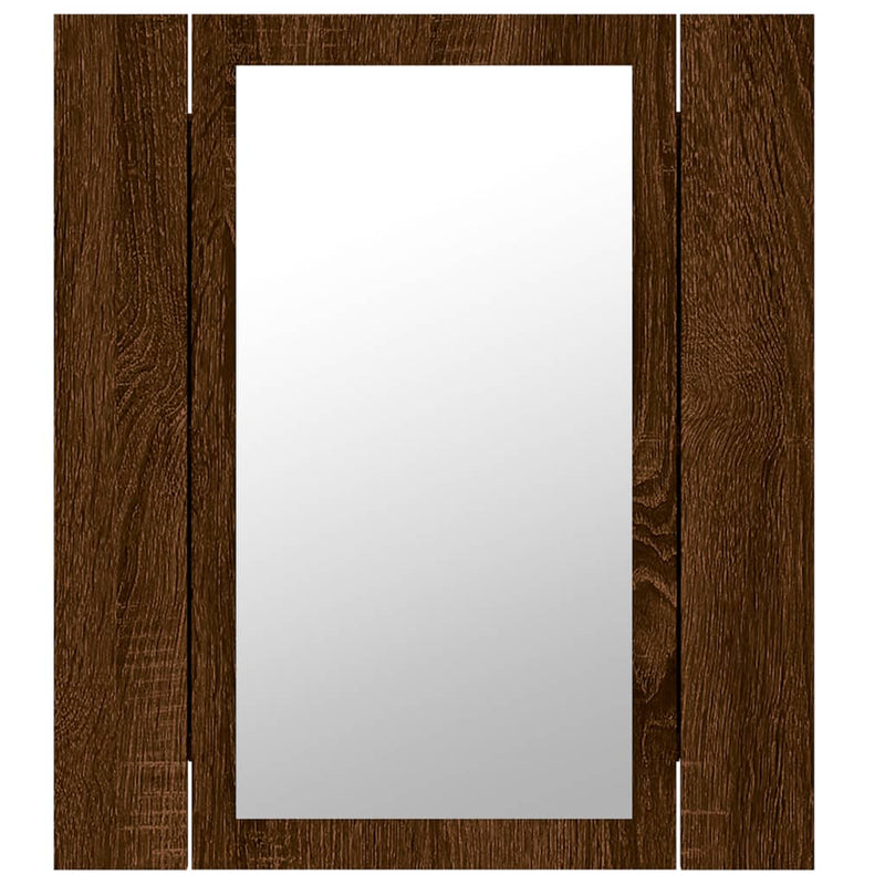 vidaXL barna tölgy szerelt fa tükrös szekrény LED-del 40 x 12 x 45 cm