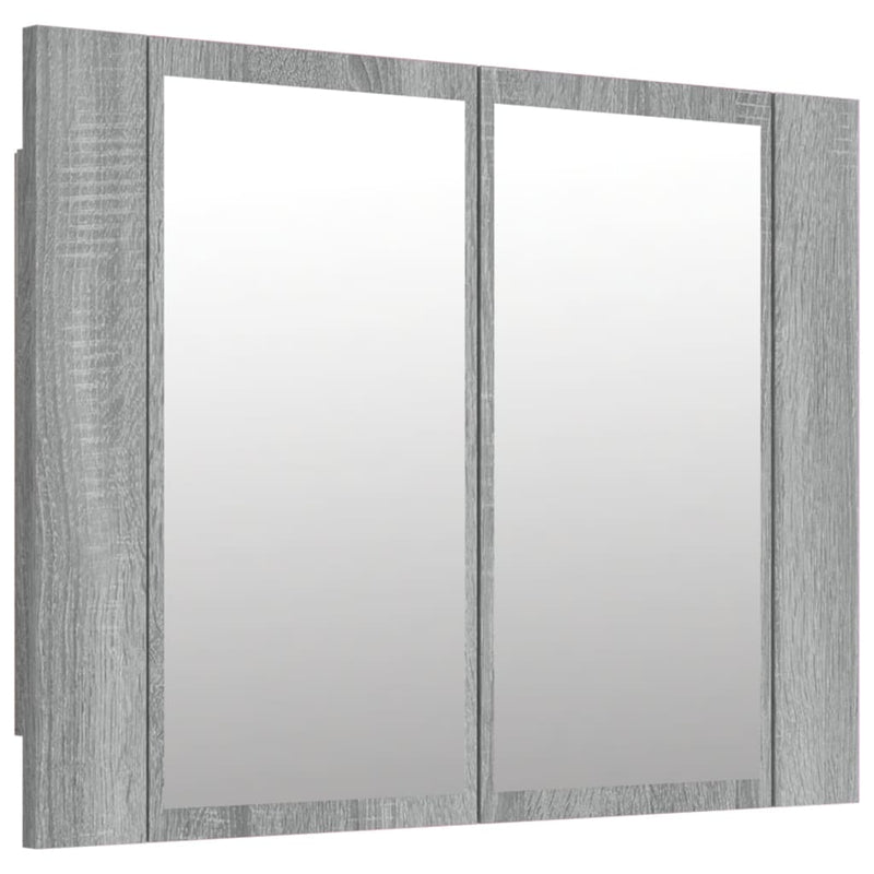vidaXL szürke sonoma színű szerelt fa tükörszekrény LED-del 60x12x45cm