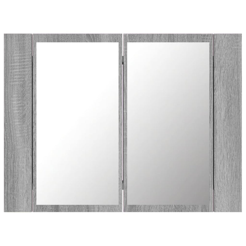 vidaXL szürke sonoma színű szerelt fa tükörszekrény LED-del 60x12x45cm