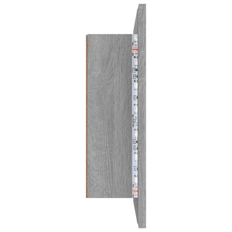 vidaXL szürke sonoma színű szerelt fa tükörszekrény LED-del 60x12x45cm