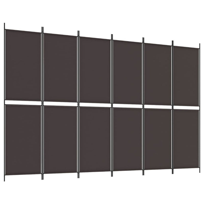 vidaXL 6 paneles barna szövet paraván 300x200 cm