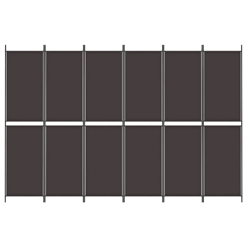 vidaXL 6 paneles barna szövet paraván 300x200 cm
