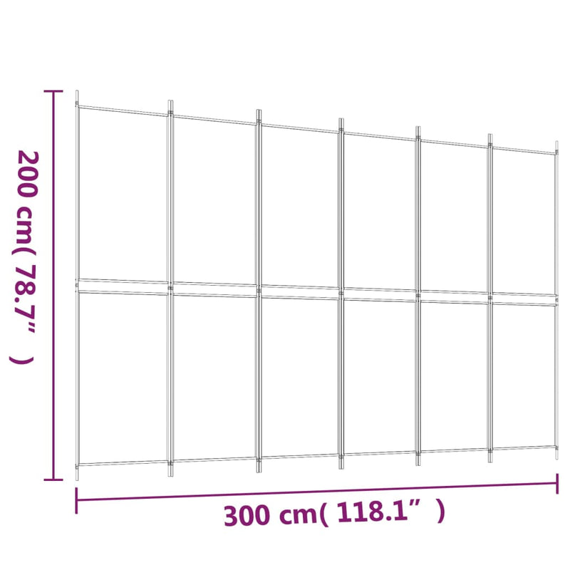 vidaXL 6 paneles barna szövet paraván 300x200 cm