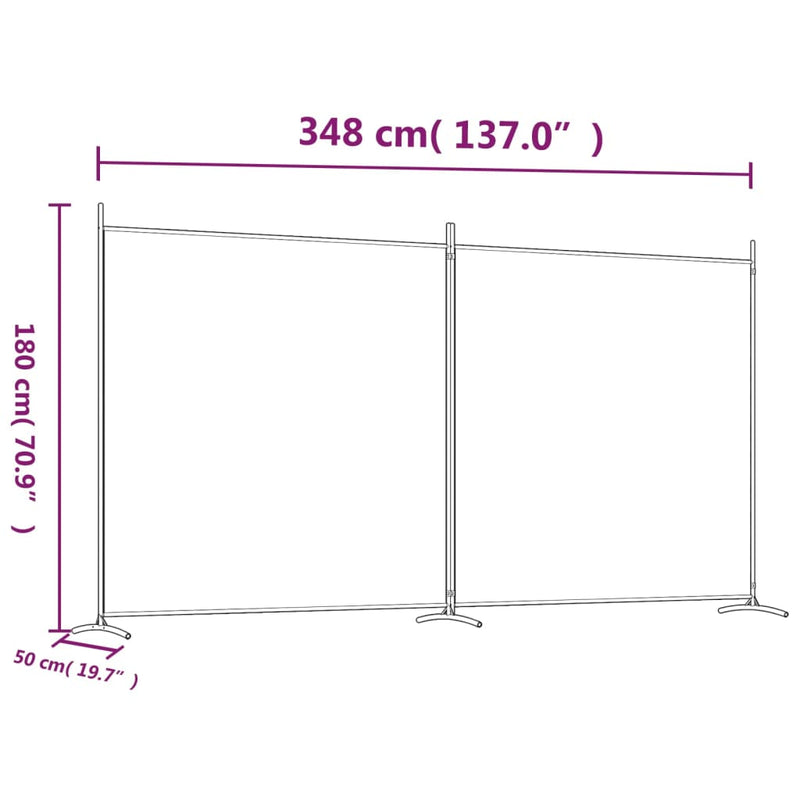 vidaXL 2 paneles antracitszürke szövet térelválasztó 348 x 180 cm