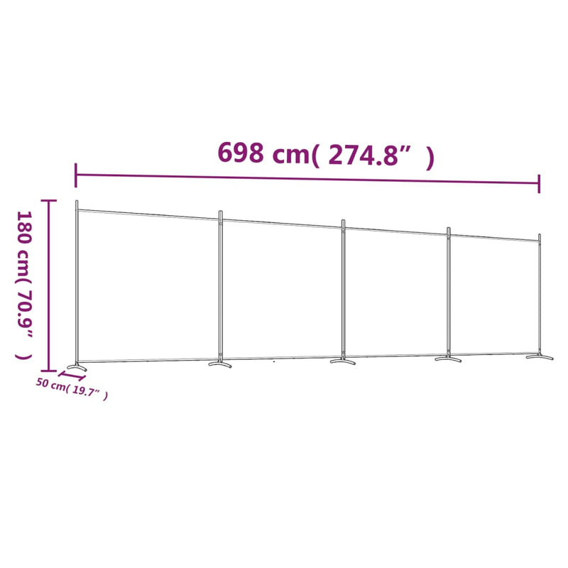 vidaXL 4 paneles antracitszürke szövet térelválasztó 698x180 cm