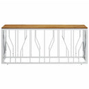 vidaXL ezüstszínű rozsdamentes acél és tömör akácfa dohányzóasztal