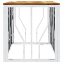 vidaXL ezüstszínű rozsdamentes acél és tömör akácfa dohányzóasztal