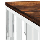 vidaXL ezüstszínű rozsdamentes acél és tömör fa dohányzóasztal