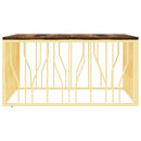 vidaXL aranyszínű rozsdamentes acél és tömör fa dohányzóasztal