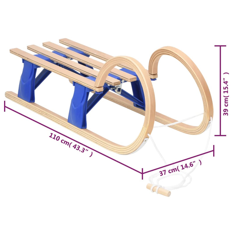 vidaXL összecsukható furnérlemez szánkó 110 cm