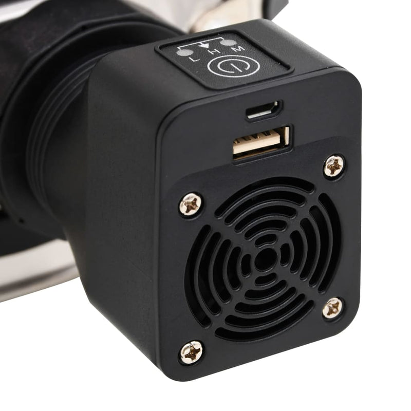 vidaXL ezüst acél fatüzelésű tűzhely USB-s légfúvóval 35,5x26x28 cm