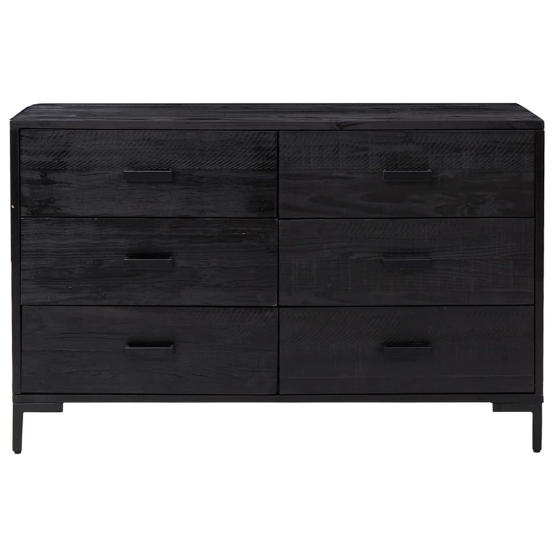 vidaXL fekete tömör újrahasznosított fenyő tálalószekrény 110x35x70cm