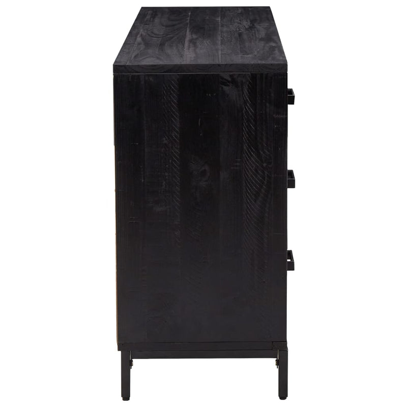 vidaXL fekete tömör újrahasznosított fenyő tálalószekrény 110x35x70cm