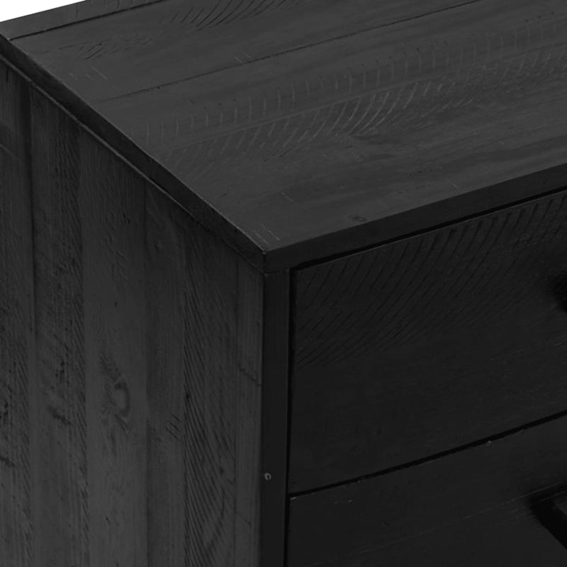 vidaXL fekete tömör újrahasznosított fenyő tálalószekrény 110x35x70cm