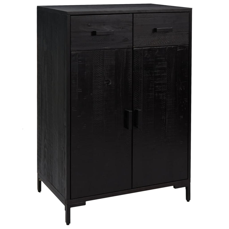vidaXL fekete tömör újrahasznosított fenyőfa cipőtartó 75x40x110 cm