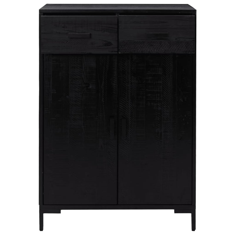 vidaXL fekete tömör újrahasznosított fenyőfa cipőtartó 75x40x110 cm
