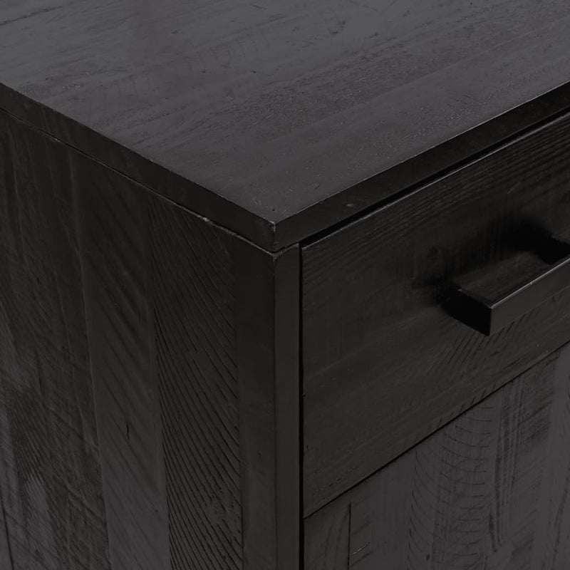 vidaXL fekete tömör újrahasznosított fenyőfa cipőtartó 75x40x110 cm