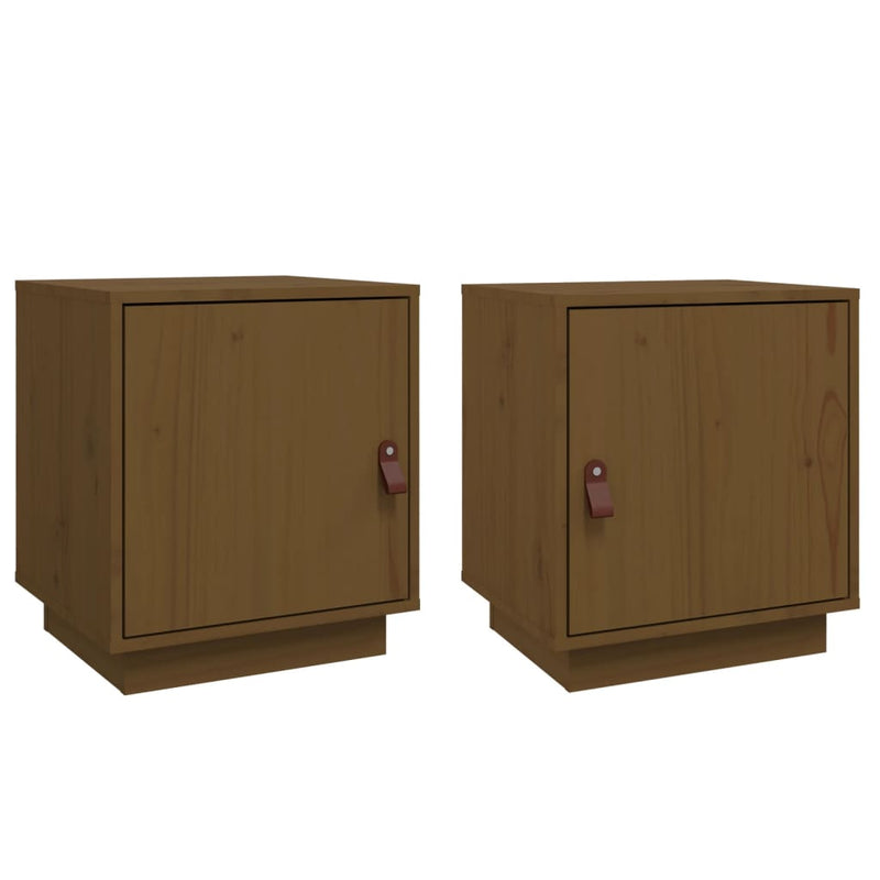 vidaXL 2 db mézbarna tömör fenyőfa éjjeliszekrény 40 x 34 x 45 cm