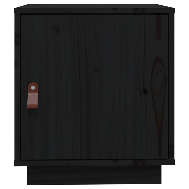 vidaXL 2 db fekete tömör fenyőfa éjjeliszekrény 40 x 34 x 45 cm