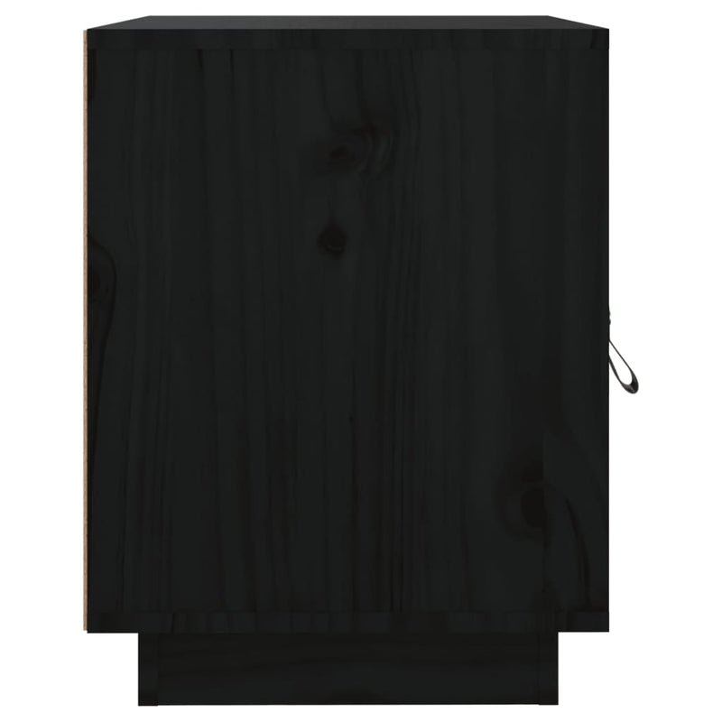 vidaXL 2 db fekete tömör fenyőfa éjjeliszekrény 40 x 34 x 45 cm
