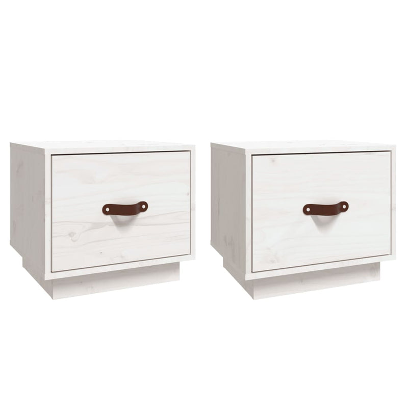 vidaXL 2 db fehér tömör fenyőfa éjjeliszekrény 40 x 34 x 35 cm