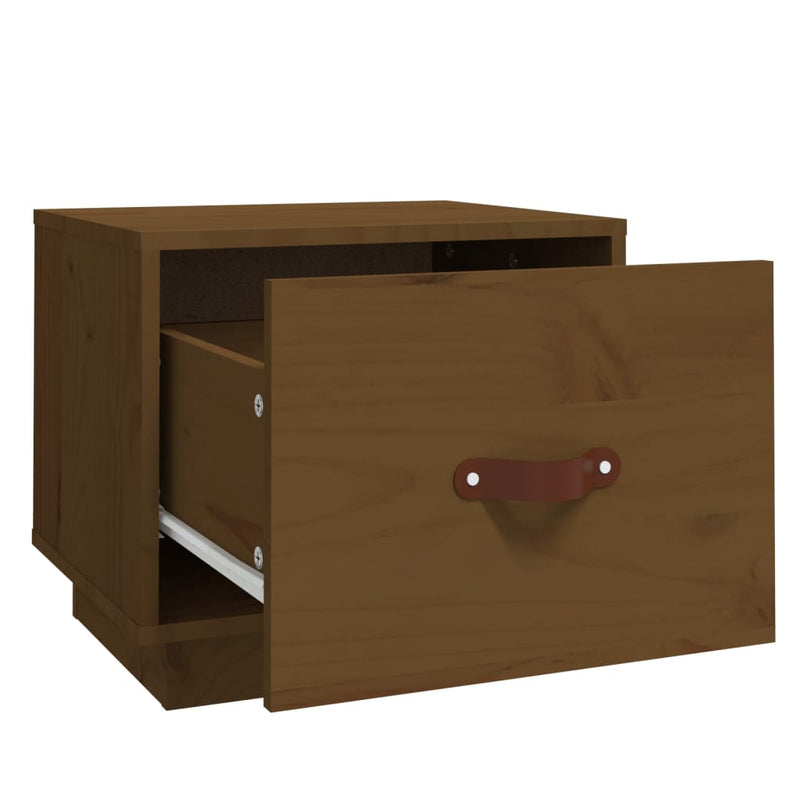 vidaXL 2 db mézbarna tömör fenyőfa éjjeliszekrény 40 x 34 x 35 cm